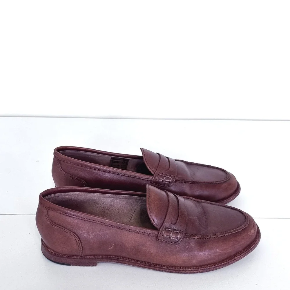 J CREW Womens Ryan Penny Loafer Shoes 5.5 Brown Leather Classic Preppy Timeless